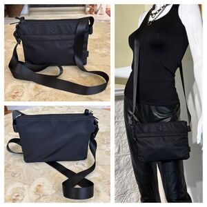 NWOT Tracker Anti Theft RFID Black Nylon Crossbody Bag Unisex